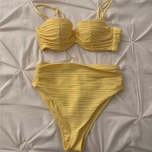 H&M Yellow Bikini Top and High Waist Bottoms
